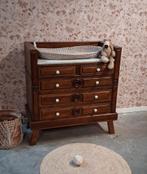 Vintage commode houtkleur lades wit marmeren blad, Kinderen en Baby's, Kinderkamer | Commodes en Kasten, Gebruikt, 50 tot 70 cm