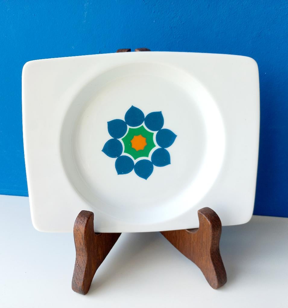 Retro serveerbordje met bloem/Thomas Germany, Gebruikt, Ophalen of Verzenden, Schaal of Schalen, Overige stijlen