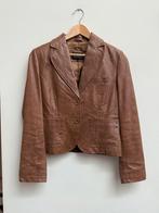 Vintage Bruin Leren Blazer - Maat 38 - 70's Stijl, Maat 38/40 (M), Bruin, Ophalen of Verzenden, Zo goed als nieuw