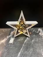 Witte houten ster met deco en lampjes 26x26 cm, Ophalen of Verzenden, Zo goed als nieuw