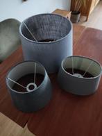 3 grijze lampenkappen, Ophalen, Grijs, Rond, Minder dan 25 cm
