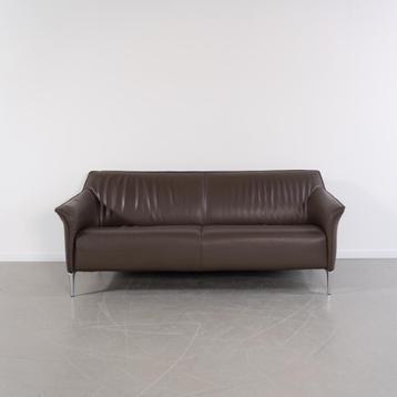 1x Leolux Mayon Bank 3-zits/198cm Lichtbruin Leer - Staal beschikbaar voor biedingen