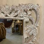 Barok spiegel - houten lijst - wit - 120 x 90 cm -TTM Wonen, 50 tot 100 cm, 100 tot 150 cm, Rechthoekig, Ophalen of Verzenden