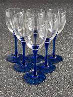 Vintage 70’s 80’s Luminarc France Wijnglazen blauwe voet, Ophalen of Verzenden, Zo goed als nieuw, Overige typen