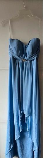 Gala/Feestjurk 10-14 jaar + hoes, Ophalen of Verzenden, Zo goed als nieuw, Blauw, Bruidsmeisjeskleding