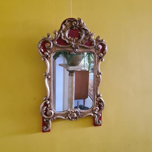 Franse vergulde spiegel in Louis XV stijl, 2e helft 19e eeuw, Antiek en Kunst, Antiek | Spiegels, Minder dan 50 cm, Minder dan 100 cm