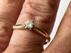 Gouden ring heldere Diamant, 18 tot 19, Verzenden, Zo goed als nieuw, Met edelsteen