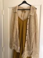 leuk bohemian crochet vest mt M katoen ecru/goud ZGAN, Ophalen, Zo goed als nieuw, Maat 38/40 (M)