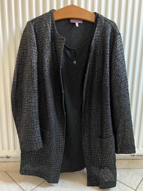 set Sempre piu shirt en Erfo jasje maat 48, Kleding | Dames, Grote Maten, Zo goed als nieuw, Overige typen, Zwart, Verzenden