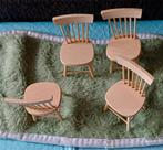 Poppenhuis blankhouten stoelen 1:12, Ophalen of Verzenden, Poppenhuis