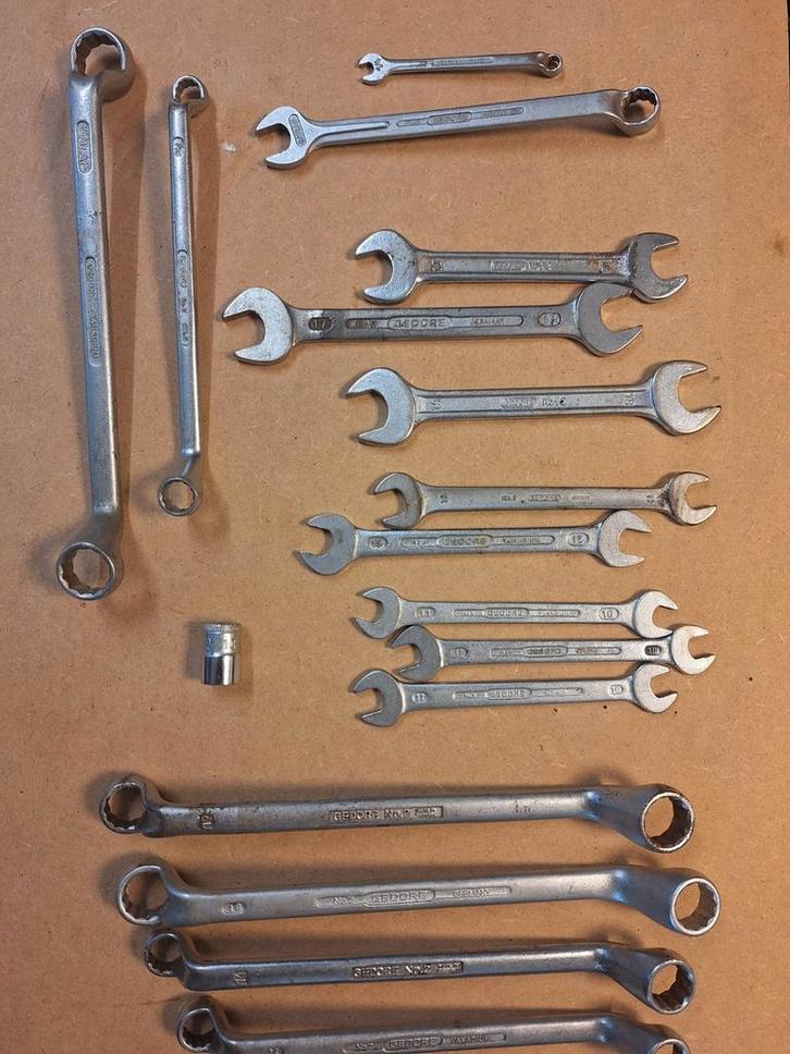 Partij Gedore steek-, ring- en ring-/steeksleutels, Doe-het-zelf en Verbouw, Gereedschap | Handgereedschap, Gebruikt, Ophalen of Verzenden