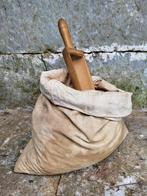 Brocante katoenen zak met bonen en houten schep/ allegonda, Antiek en Kunst, Ophalen of Verzenden