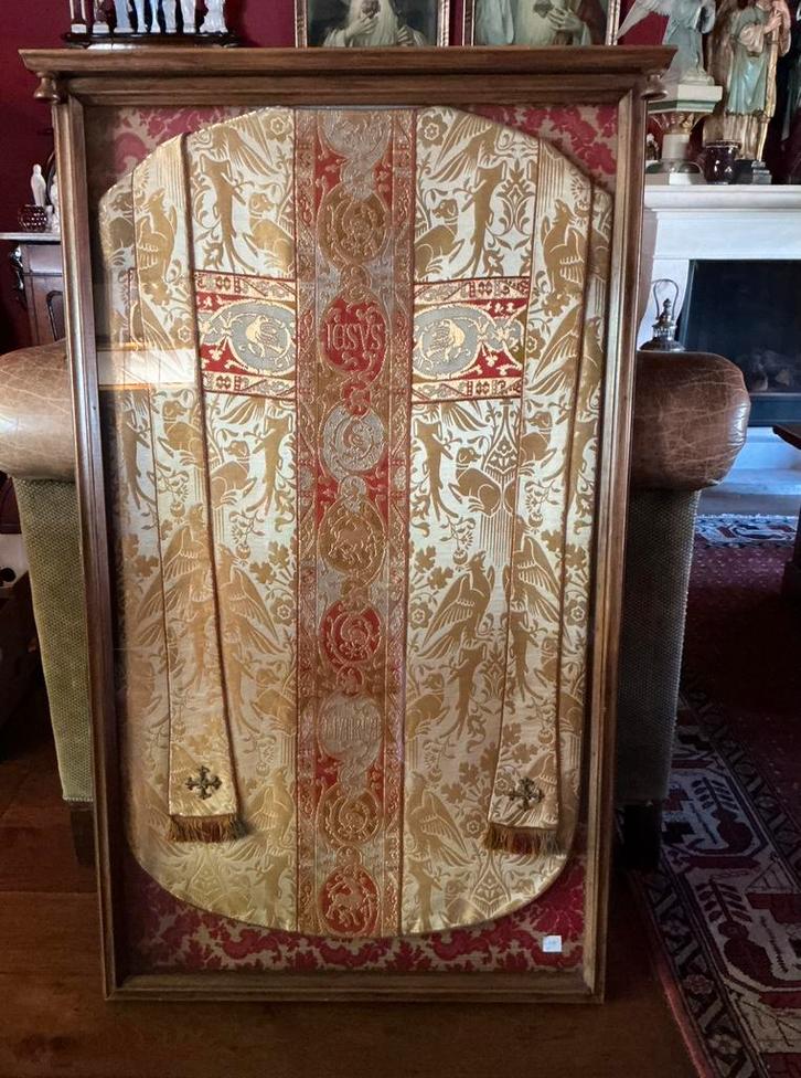 Prachtige zeldzame antieke kazuifel met stola ❤️ ingelijst, Antiek en Kunst, Antiek | Religie, Ophalen