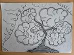 Abstracte kunst van bonsai boom, Antiek en Kunst, Kunst | Schilderijen | Modern, Ophalen of Verzenden