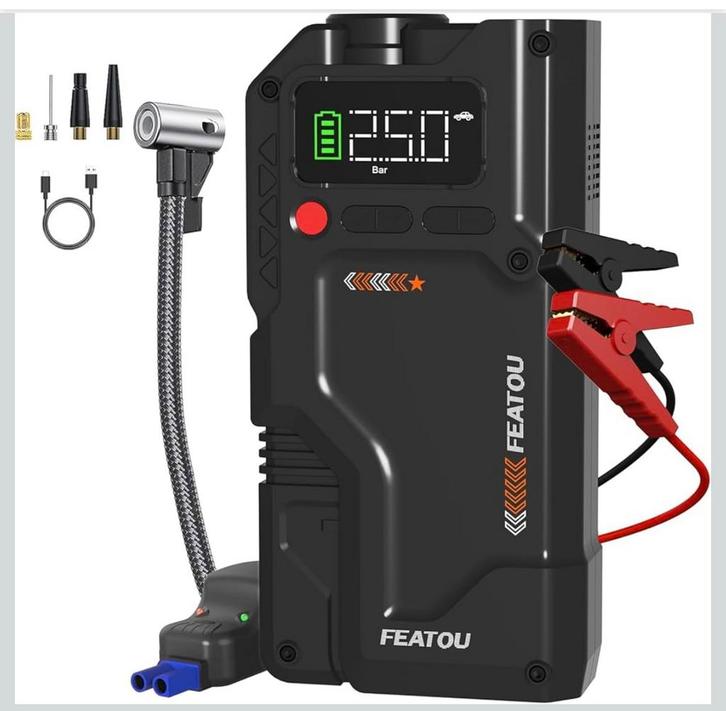 NIEUW! Startbooster 2500A + Compressor | Powerbank | 12V, Auto diversen, Jumpstarters, Nieuw, Ophalen of Verzenden
