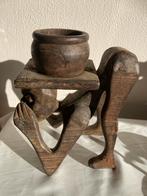 Antiek Luba Houtsnijwerk - Pot Houder, Ophalen of Verzenden