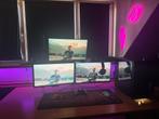 Game PC volledige setup, 3 schermen, monitorarmen,webcam,kbm, Computers en Software, Desktop Pc's, Ophalen, Gebruikt