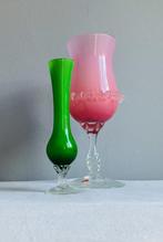 Opaline Empoli glas vazen gekleurd Italy seventies roze groe, Antiek en Kunst, Ophalen of Verzenden
