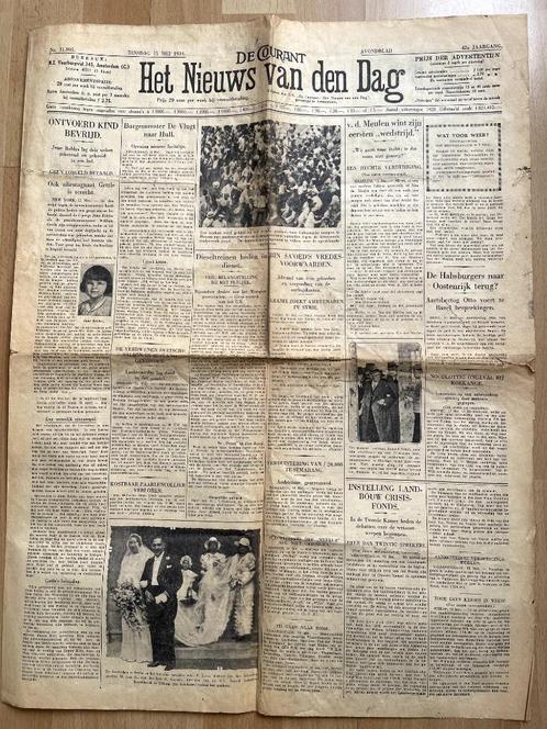 Nieuws van den Dag bladen mei 1934, Verzamelen, Overige Verzamelen, Gebruikt, Ophalen of Verzenden