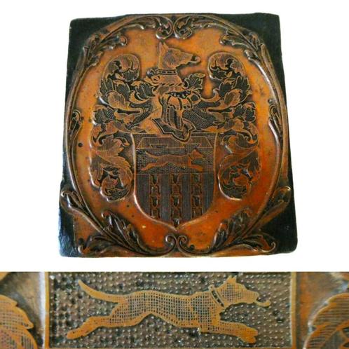 Cliché drukblok Fam. wapen  Heilige Petrus Canisius Nijmegen, Antiek en Kunst, Antiek | Koper en Brons, Ophalen of Verzenden