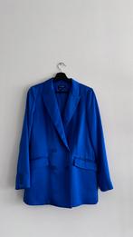 LaDress double breasted blazer satin blauw mt S, LaDress, Jasje, Blauw, Ophalen of Verzenden