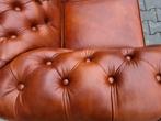 Nieuwe Chesterfield bank cognac leer + BEZORGING GRATIS, Chesterfield, Leer, Ophalen of Verzenden, Rechte bank