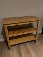 Keuken Trolley op Wieltjes - 100x50x88 cm, Ophalen, Gebruikt, 50 tot 100 cm, Eikenhout