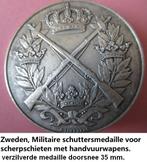 zeer fraaie verzilverde Zweedse militaire schuttersmedaille, Ophalen of Verzenden, Overige materialen, Buitenland