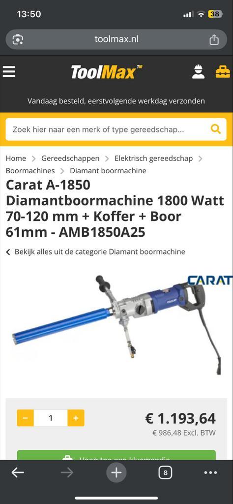 Carat A-1850 Diamantboormachine - Krachtig en Precisie, Doe-het-zelf en Verbouw, Gereedschap | Boormachines, Nieuw, Boor- en/of Breekhamer