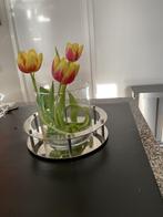 Design vaas Jan des Bouvrie. Corinthe. Rvs en glas., Overige kleuren, Verzenden, Minder dan 50 cm, Glas