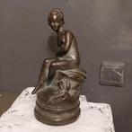 Prachtig brocante gipsen beeld van een vrouw, hoogte 30 cm, Antiek en Kunst, Ophalen of Verzenden