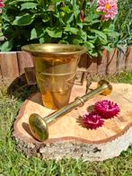Zware koperen/messing vijzel, gemerkt, vintage, Ophalen of Verzenden