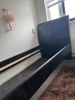 Eenpersoons bed/ donkerbruin leer bed, Huis en Inrichting, 90 cm, Eenpersoons, Wit, Ophalen of Verzenden