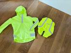 Veilig op de fiets 12-13 jaar reflecterend regenjas en -tas, Caravans en Kamperen, Regenkleding, Ophalen of Verzenden, Zo goed als nieuw