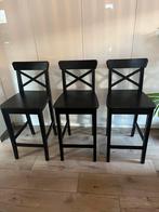 3 zwarte barkrukken, Huis en Inrichting, Barkrukken, 2 krukken, Ophalen, Gebruikt, 60 tot 90 cm