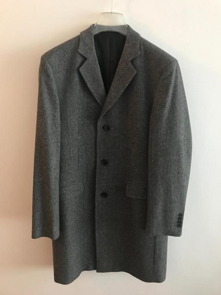 grijze wollen heren jas te koop, Kleding | Heren, Jassen | Winter, Zo goed als nieuw, Maat 48/50 (M), Grijs, Ophalen of Verzenden