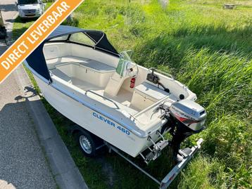 Clever 460 Open 15 pk Mariner 4 takt en trailer compleet! beschikbaar voor biedingen