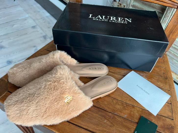 Prachtige NIEUWE faux fur muiltjes/slippers RALPH LAUREN 41, Kleding | Dames, Schoenen, Nieuw, Sandalen of Muiltjes, Beige, Ophalen of Verzenden