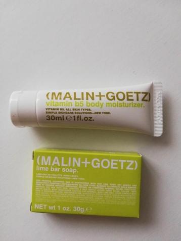 Malin+Goetz travel size body moisturiser and lime soap beschikbaar voor biedingen