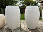Mooie witte ovalen bloempotten, Ophalen, Rond, Aardewerk, Minder dan 25 cm