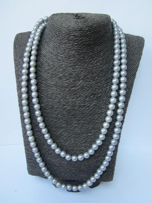 Mooie (nep) parelsnoer lange halsketting #6224, Sieraden, Tassen en Uiterlijk, Kettingen, Zo goed als nieuw, Overige materialen