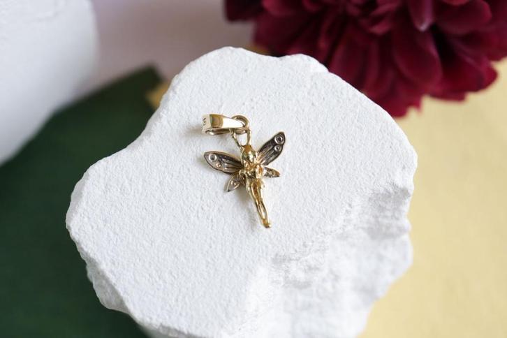 Golden Fairy | 14 Karaat Gouden Elfje Hanger, Sieraden, Tassen en Uiterlijk, Kettinghangers, Zo goed als nieuw, Goud, Goud, Ophalen of Verzenden