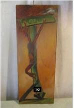 Mooi Geschilderd Werk 'Christus aan het Kruis' - Goossens, Antiek en Kunst, Ophalen of Verzenden