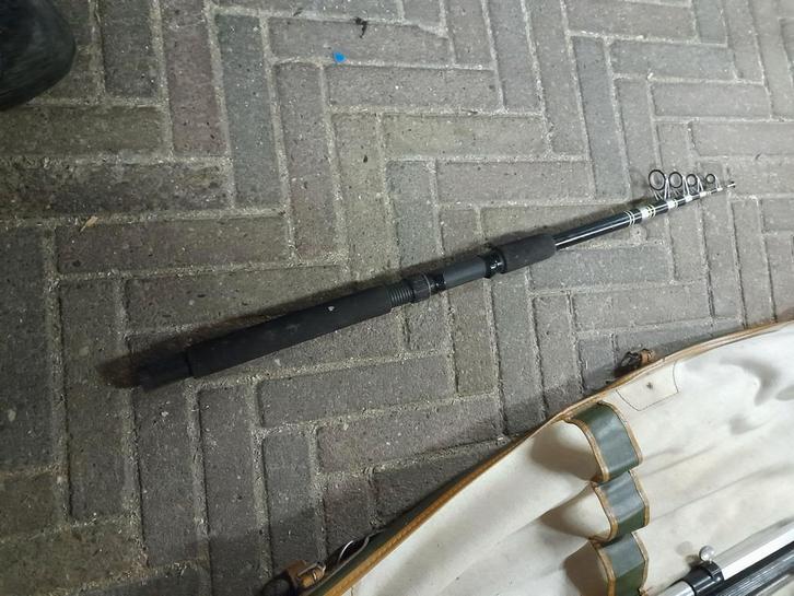 WERPHENGEL 2.5 METER TELESCOPIC 6delig, Watersport en Boten, Hengelsport | Roofvissen, Gebruikt, Werphengel, Ophalen of Verzenden
