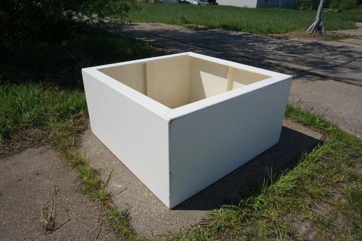 Witte Polyester bloembak plantenbak 120x120x60, Tuin en Terras, Bloembakken en Plantenbakken, Nieuw, Kunststof, Tuin, 60 cm of meer