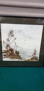 Schilderij met droogbloemen in zwarte aluminium lijst, Ophalen of Verzenden