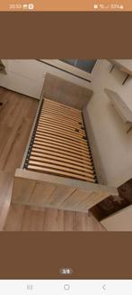 Steigerhout bed, Grijs, 90 cm, Gebruikt, Eenpersoons