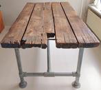 Industriële Eettafel | Massief Hout & IJzer, Ophalen, Gebruikt, 50 tot 100 cm, Vijf personen of meer