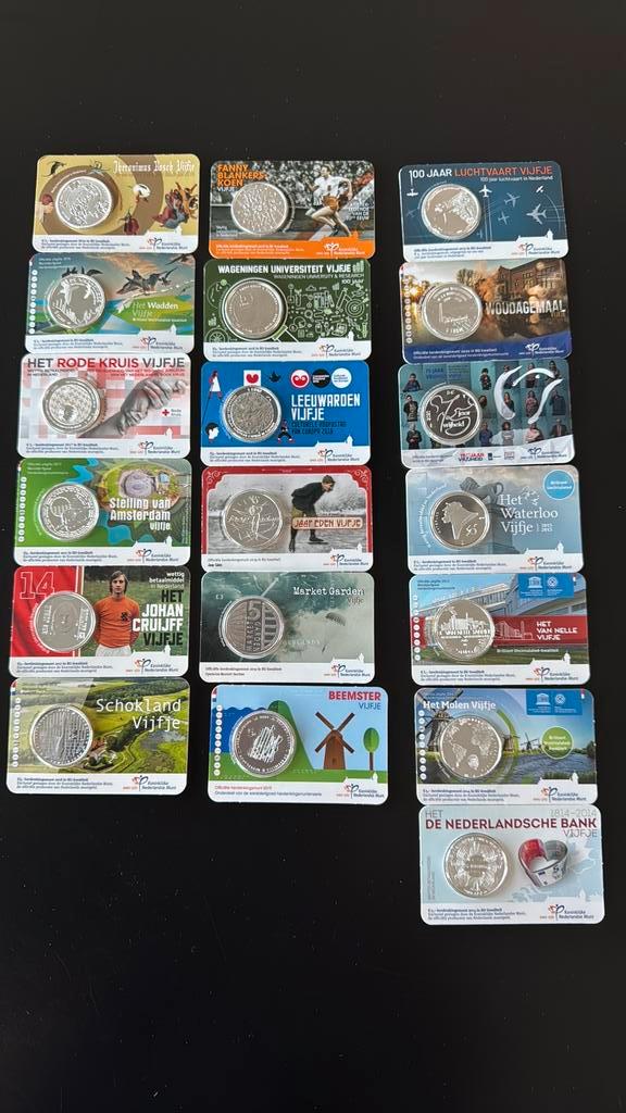 19 Verzilverde 5 Euro Coincards BU Genummerd, Postzegels en Munten, Munten | Nederland, Setje, Euro's, Koningin Beatrix, Zilver