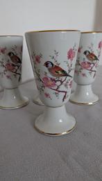 Franse Retro Vintage mokken bekers kopje  voet bloem vogels, Ophalen of Verzenden, Zo goed als nieuw, Overige stijlen, Kop(pen) en/of Schotel(s)